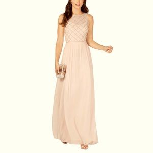 Adrianna Pappell - SLVSS Bead Bodice Chiffon Gown in Blush